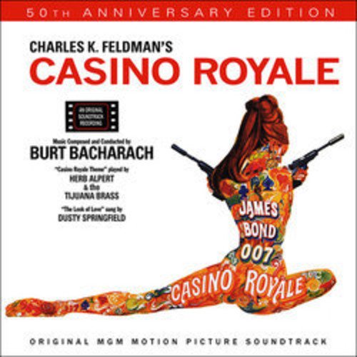 “Casino Royale” CD cover featuring a woman with guns, colorful artwork.