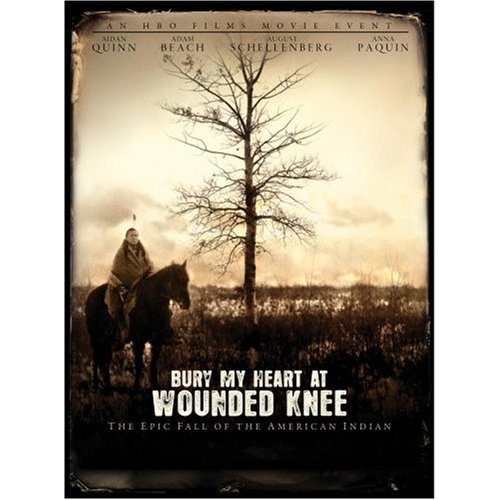 DVD cover for "Bury My Heart At Wounded Knee" featuring a rider and tree.