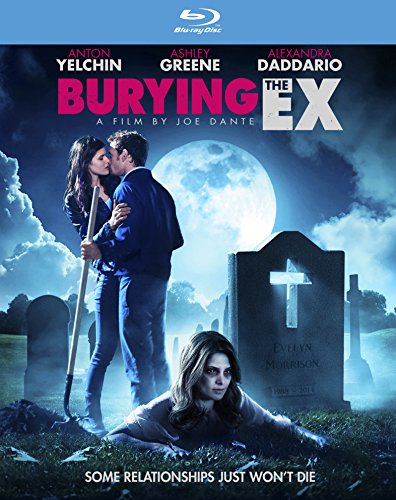 Burying The Ex" Blu-ray cover with couple, gravestone, and distressed woman.