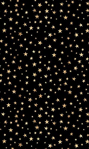 Black journal cover with a dense pattern of gold-colored stars.