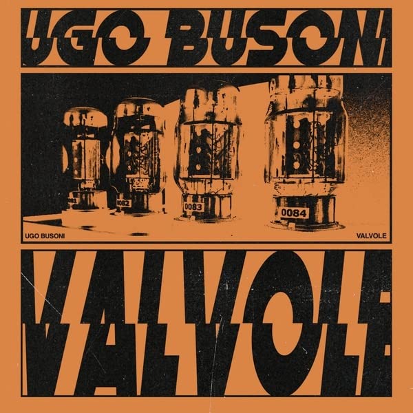 Orange album cover for Ugo Busoni’s “Valvole” featuring glass jars.