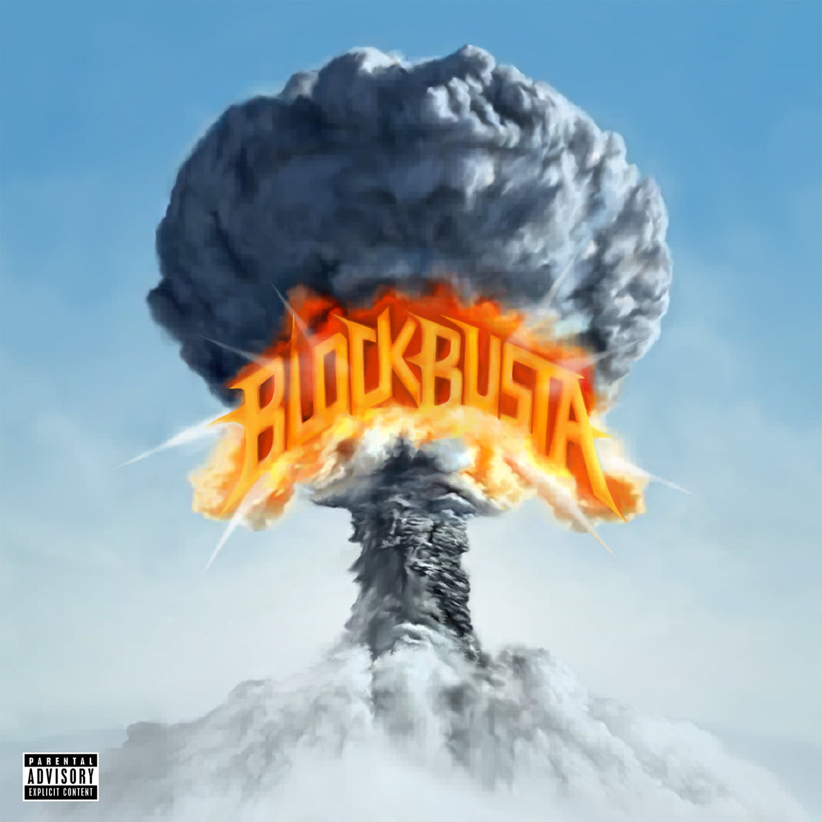 Album cover for Busta Rhymes’ “Blockbusta” depicting a mushroom cloud explosion.