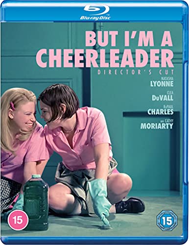 But I’m A Cheerleader" Blu-ray cover featuring two young women in pink uniforms.