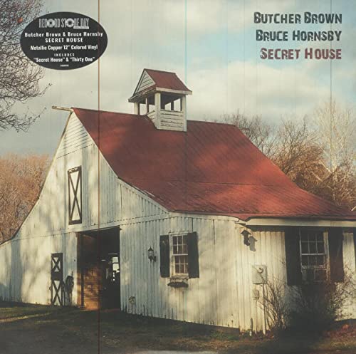 Album cover: Butcher Brown & Bruce Hornsby’s “Secret House” with a barn.