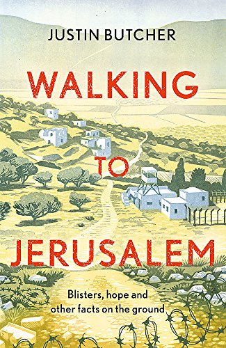 Book cover: "Walking to Jerusalem" with illustrated landscape and text.