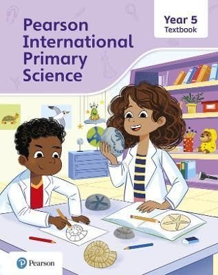 Cover of Pearson International Primary Science Year 5 textbook featuring two students with fossils.