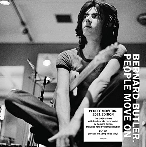 Black and white portrait of Bernard Butler with guitar, album title overlayed.