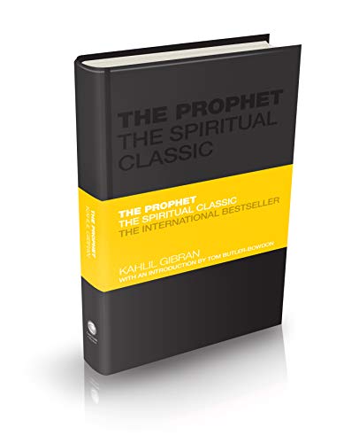 Book cover for “The Prophet” by Kahlil Gibran, black and yellow design.