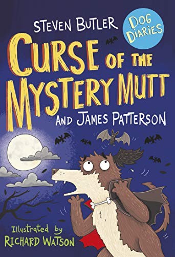 Book cover showing a cartoon dog dressed as a vampire under a full moon.