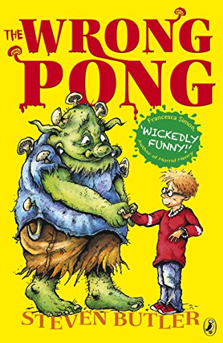 Book cover featuring a large green monster shaking hands with a small boy.