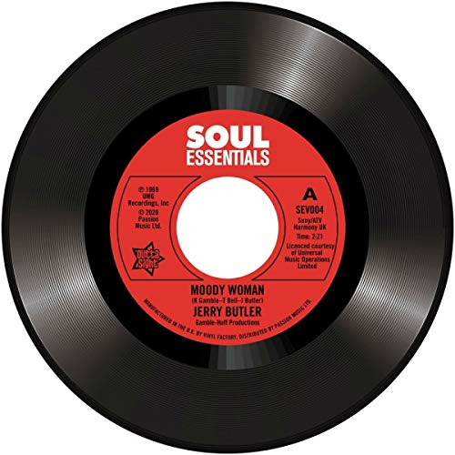 Black 7-inch vinyl record with red and white "Soul Essentials" label.