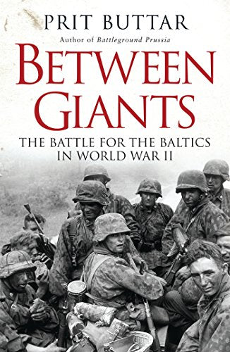 Book cover: “Between Giants” depicts WWII soldiers in a grayscale photograph.