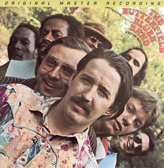 Album cover for The Butterfield Blues Band’s “Keep On Moving” featuring band members.