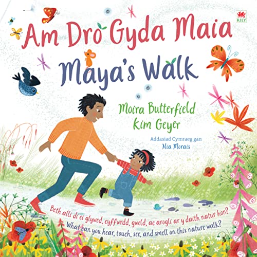 Book cover: a father and daughter walking through a colorful meadow.