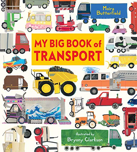 Children’s book cover featuring colorful illustrated vehicles and transport.