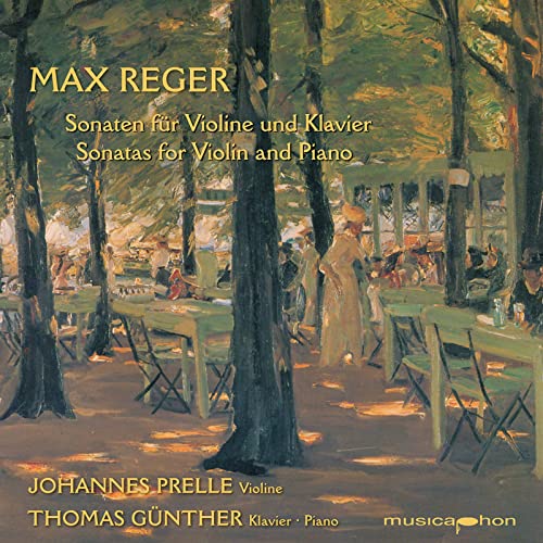 Blu-ray cover for Max Reger sonatas, featuring a painted outdoor scene.