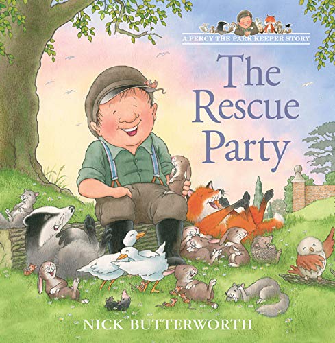 Percy the Park Keeper with rescued animals on book cover.