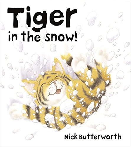Book cover: a smiling tiger cub plays in falling snow.