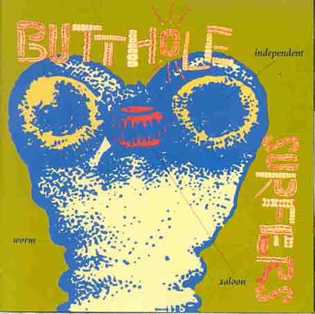 Album cover for Butthole Surfers’ “Independent Worm Saloon” featuring a blue, abstract face.