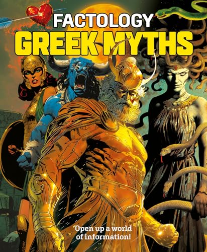 Book cover featuring Greek mythological figures including a warrior, a minotaur, and Medusa.