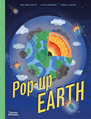 Pop-up book cover depicting a colorful, illustrated cross-section of Earth.