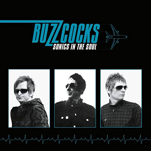 Album cover featuring three men in sunglasses below the Buzzcocks band logo and airplane.