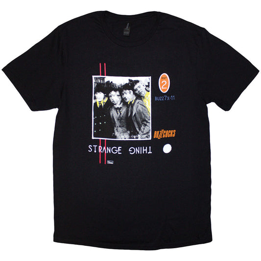 Unisex t-shirt featuring Buzzcocks band graphics and Strange Things artwork in size large.