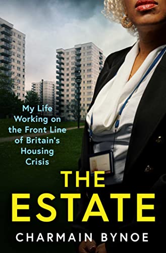 Book cover featuring a woman in a blazer with housing estate backdrop.