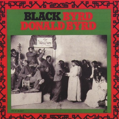 CD cover for Donald Byrd’s “Blackbyrd” featuring a jazz band scene.