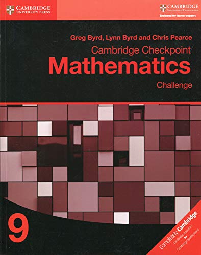 Cambridge Checkpoint Mathematics Challenge Workbook 9 book cover with abstract pixel art.