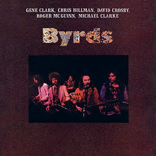 The Byrds album cover featuring the band members performing on a dark background.