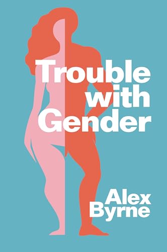 Book cover: split pink and red figures with title "Trouble With Gender".