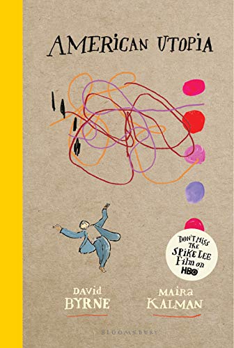 Book cover: "American Utopia" with abstract art, a figure, and text.