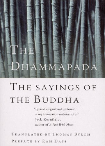 Book cover of The Dhammapada featuring a background of bamboo stalks.