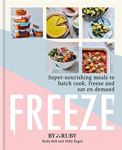 Cookbook cover featuring prepared meals and the title "FREEZE".