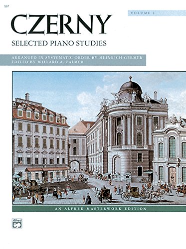 Sheet music cover: "Selected Piano Studies Volume 1" with a city scene.