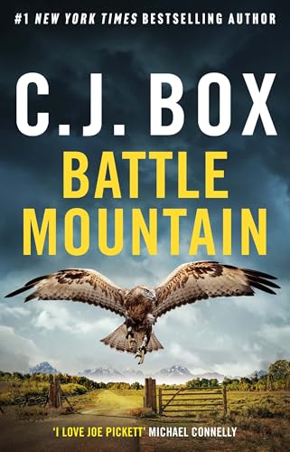 Book cover for "Battle Mountain" by C.J. Box with a hawk in flight.