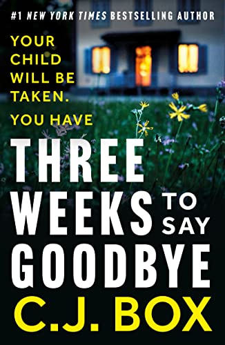 Book cover: "Three Weeks to Say Goodbye" with a house and flowers.