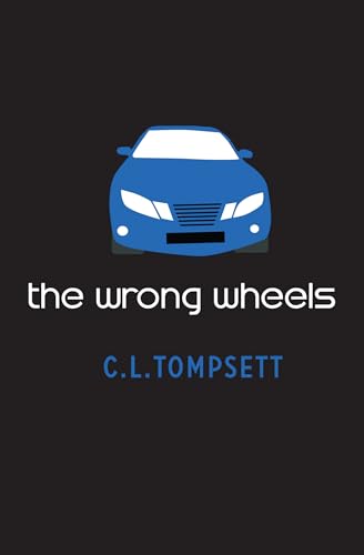 Book cover with a blue car illustration, title, and author name on black background.