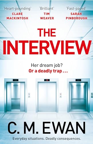 Book cover for “The Interview” featuring three elevator doors.