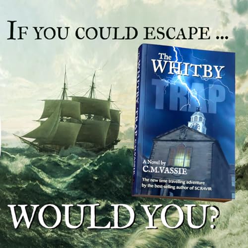 Book cover for “The Whitby Trap” featuring a ship and stormy sea.