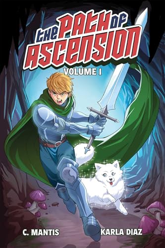 Fantasy light novel cover with a knight, a dog, and a glowing sword.