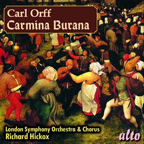 CD cover for Carl Orff’s *Carmina Burana* with medieval scene painting.