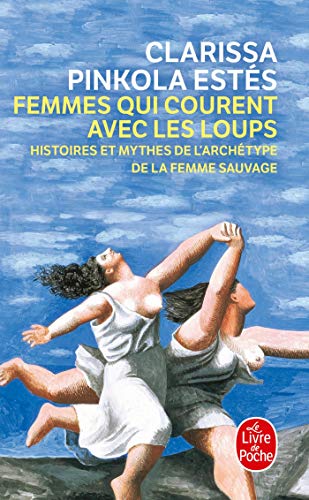 Book cover: women running with wolves, illustrated in a painterly style.