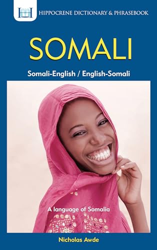 Somali-English dictionary & phrasebook cover with a smiling woman in a hijab.