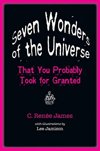 Book cover: “Seven Wonders of the Universe” with pink and white text.