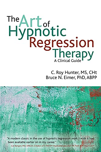 Book cover: "The Art of Hypnotic Regression Therapy" with a green textured background.