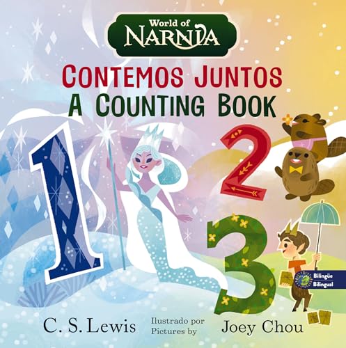 Bilingual Narnia counting board book with numbers, the White Witch, and animals.