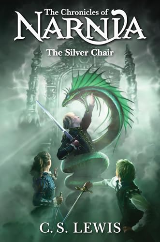 Book cover: children with swords face a large green dragon in mist.