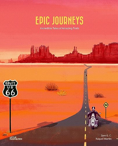 Book cover: motorcyclist on Route 66 with desert and mountain backdrop.